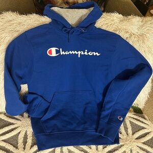 Champion Men's Blue Hoodie with Logo